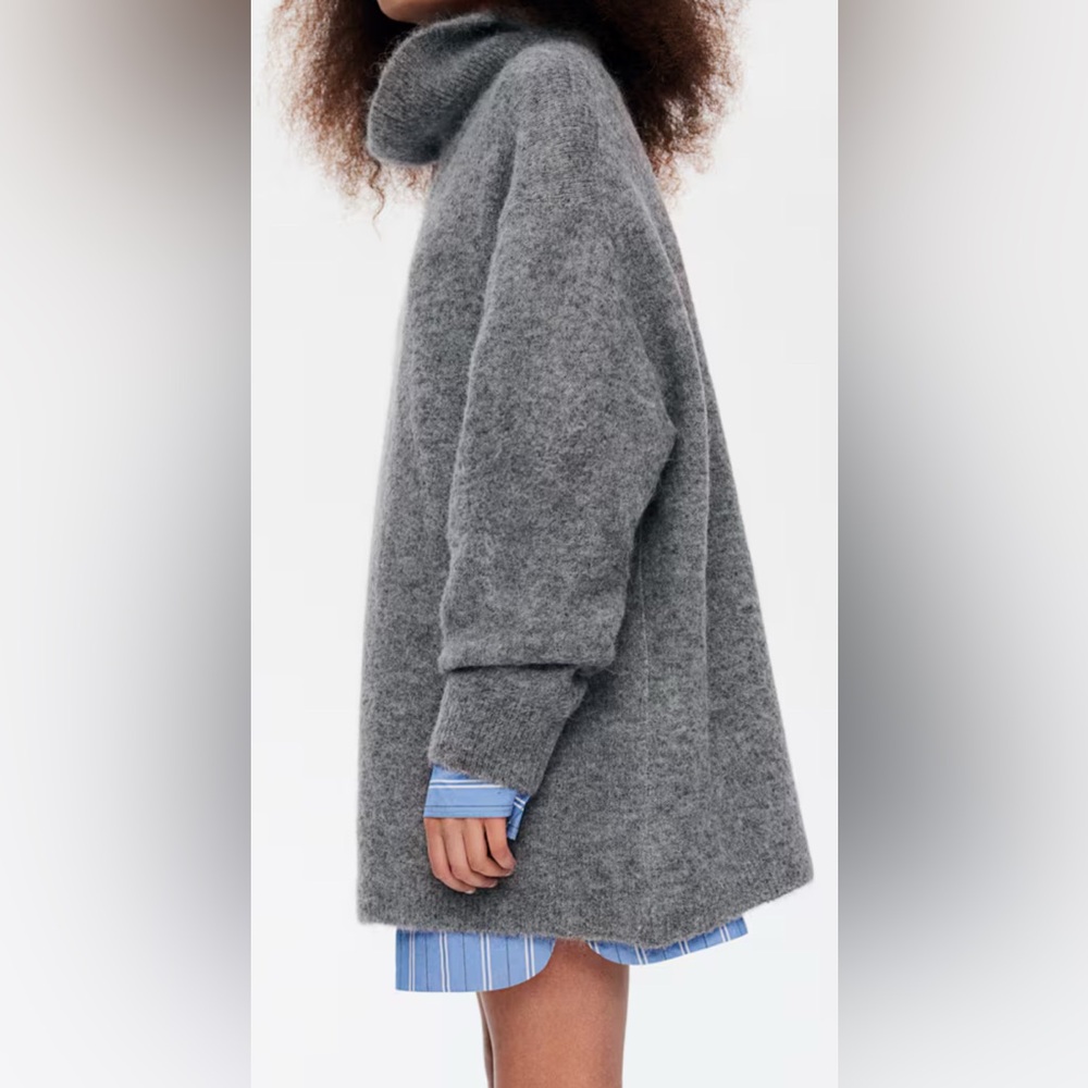 Oversized Gray Turtleneck Sweater Size XS